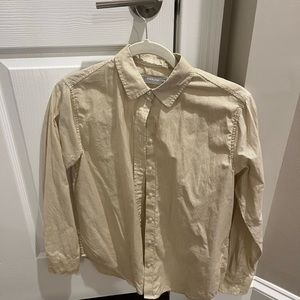 NWOT Everlane stripped shirt tan button down
